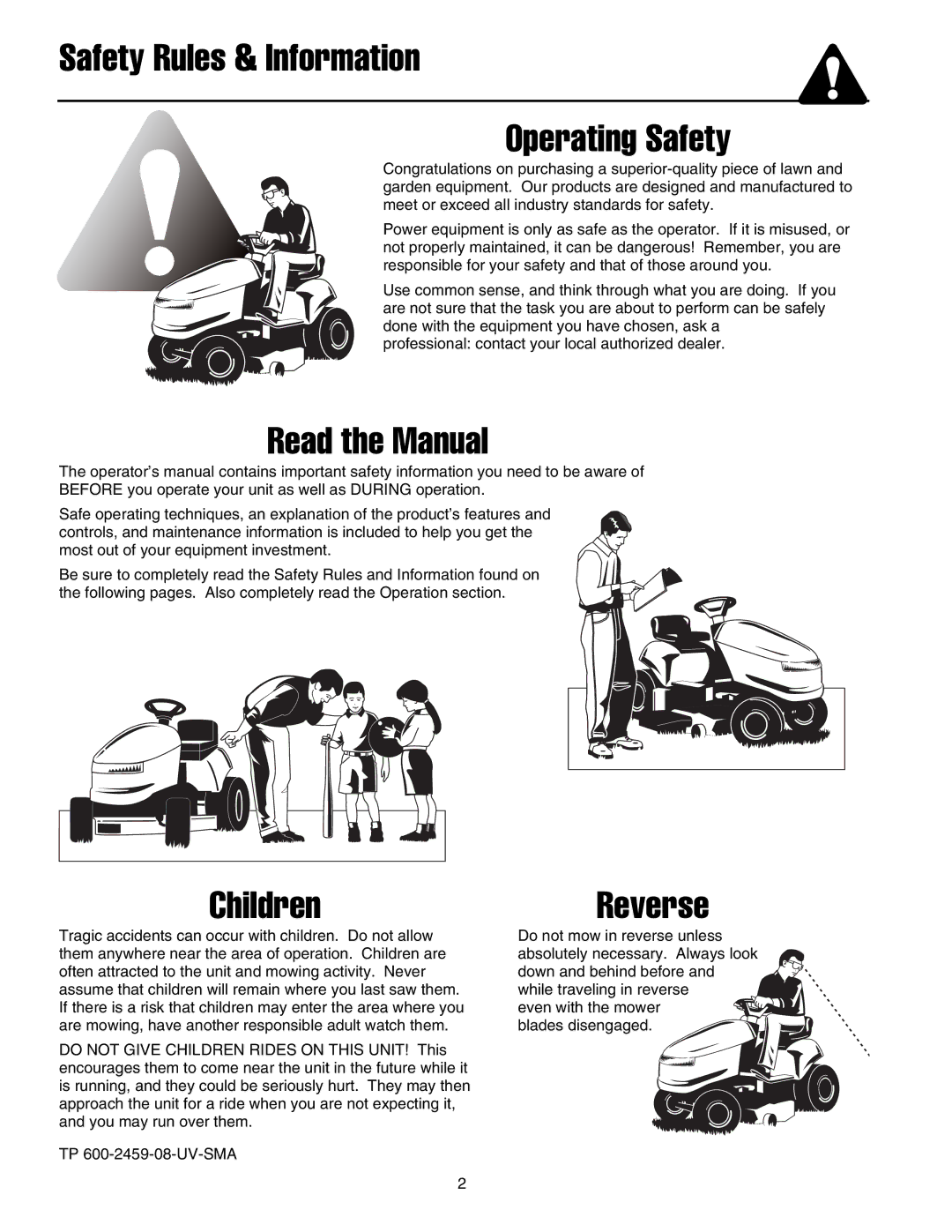 Snapper 1700, 2700, 400 manual Safety Rules & Information Operating Safety 