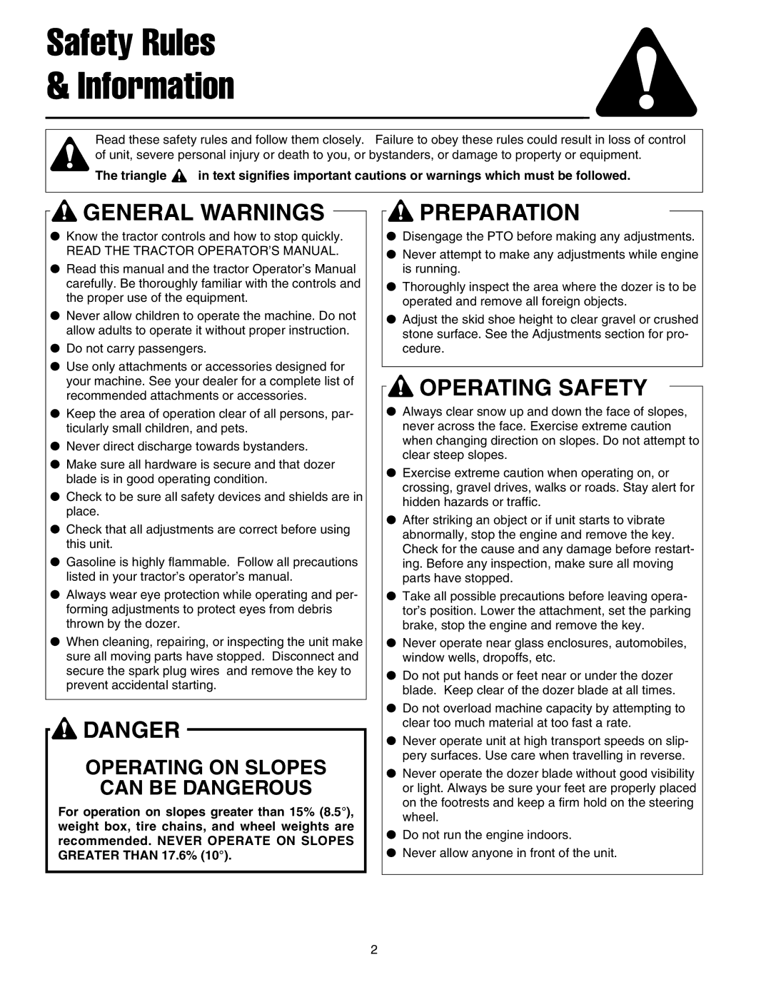 Snapper 1693755, 1721301-02 manual Safety Rules Information, General Warnings 