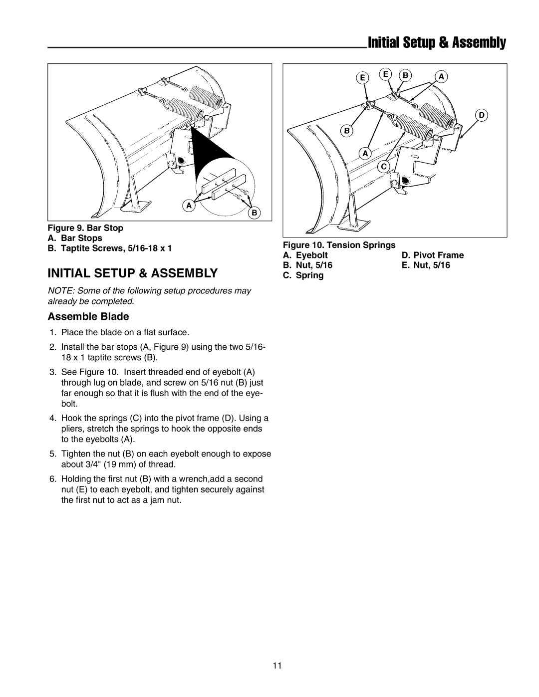 Snapper 1721303-01 manual Initial Setup & Assembly, Assemble Blade 