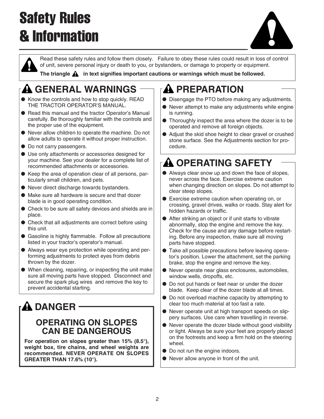 Snapper 1694147, 1723445-02 manual Safety Rules Information, General Warnings 