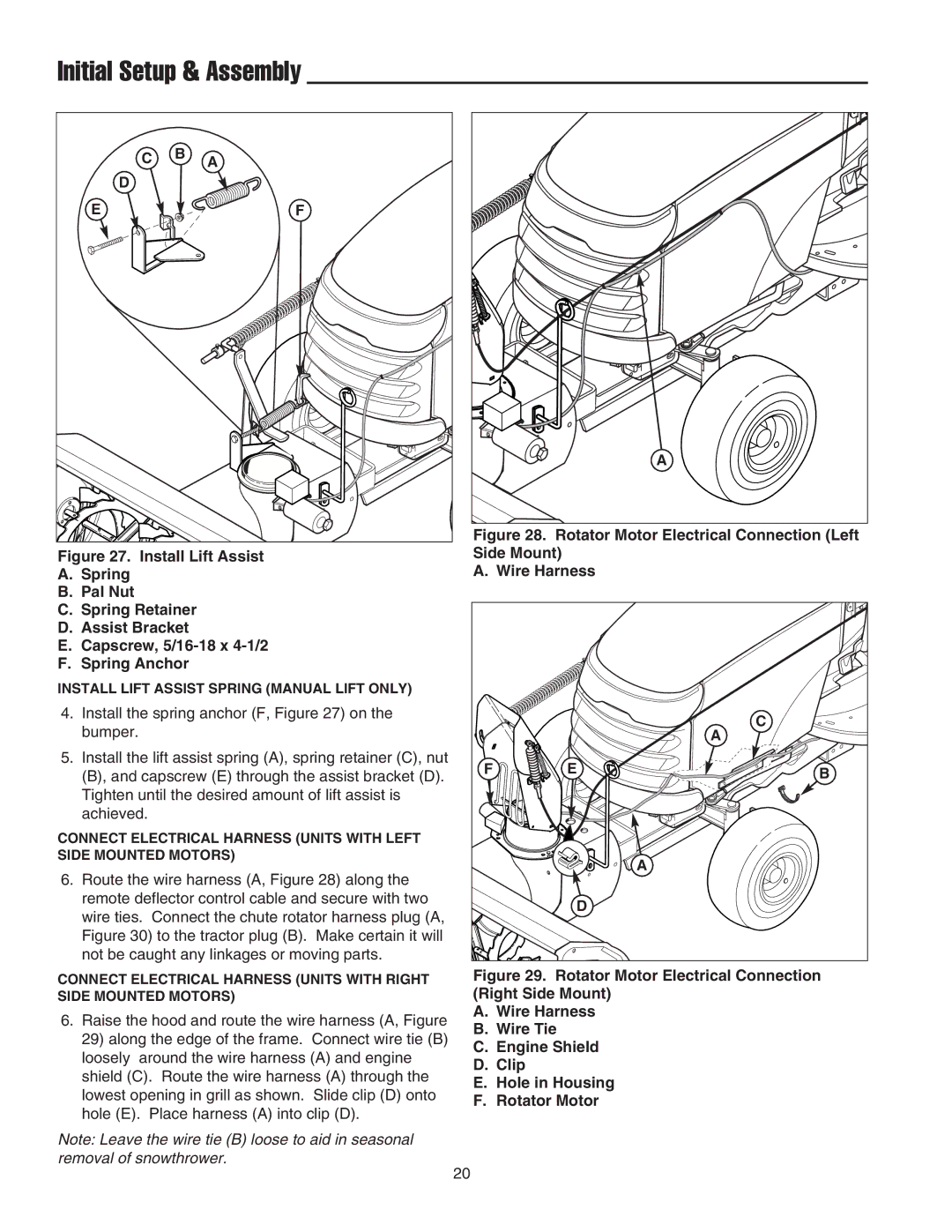 Snapper 1694238, 1724089, 1695099, 1694874 manual Install Lift Assist Spring Manual Lift only 