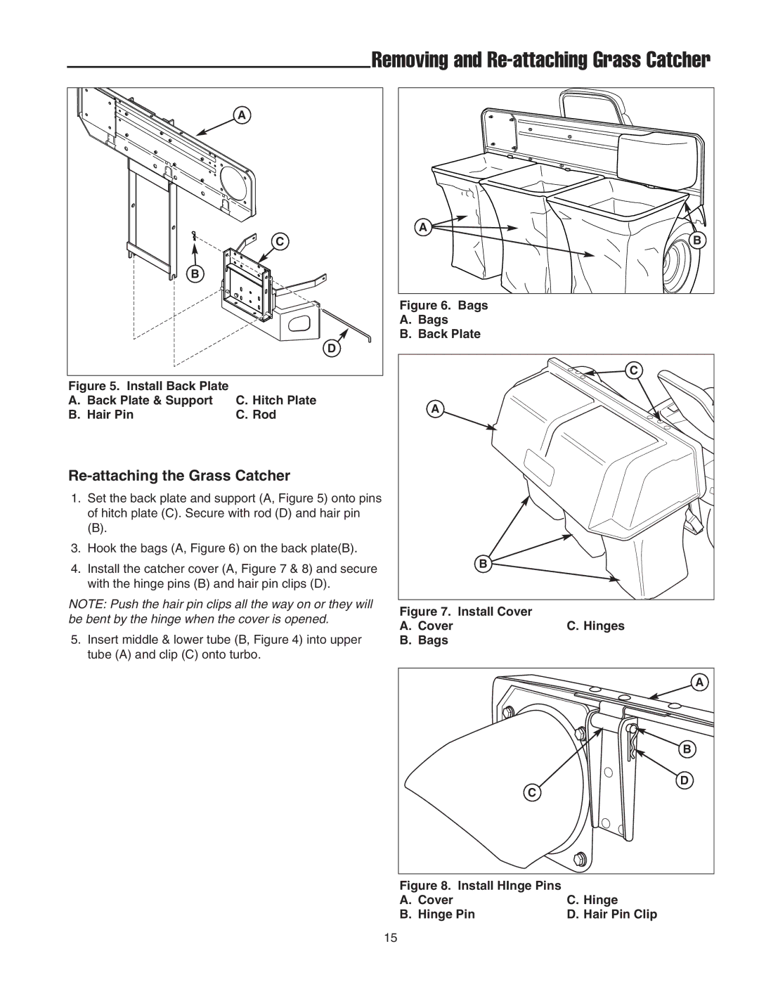 Snapper 1726794 manual Removing and Re-attaching Grass Catcher, Re-attaching the Grass Catcher 