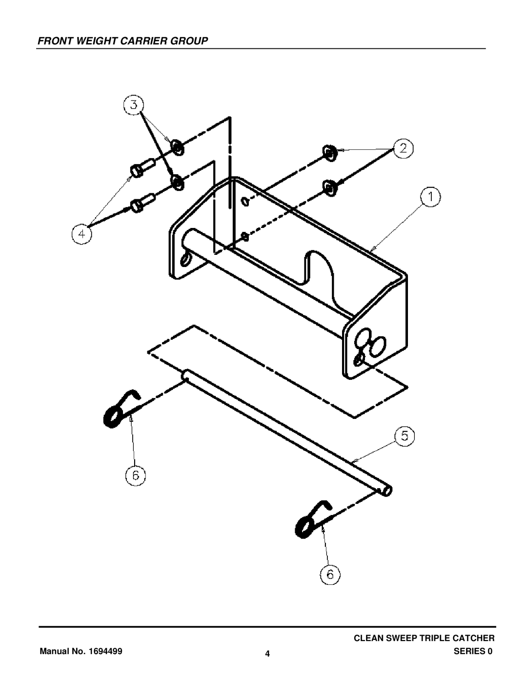 Snapper 1726794 manual Front Weight Carrier Group 