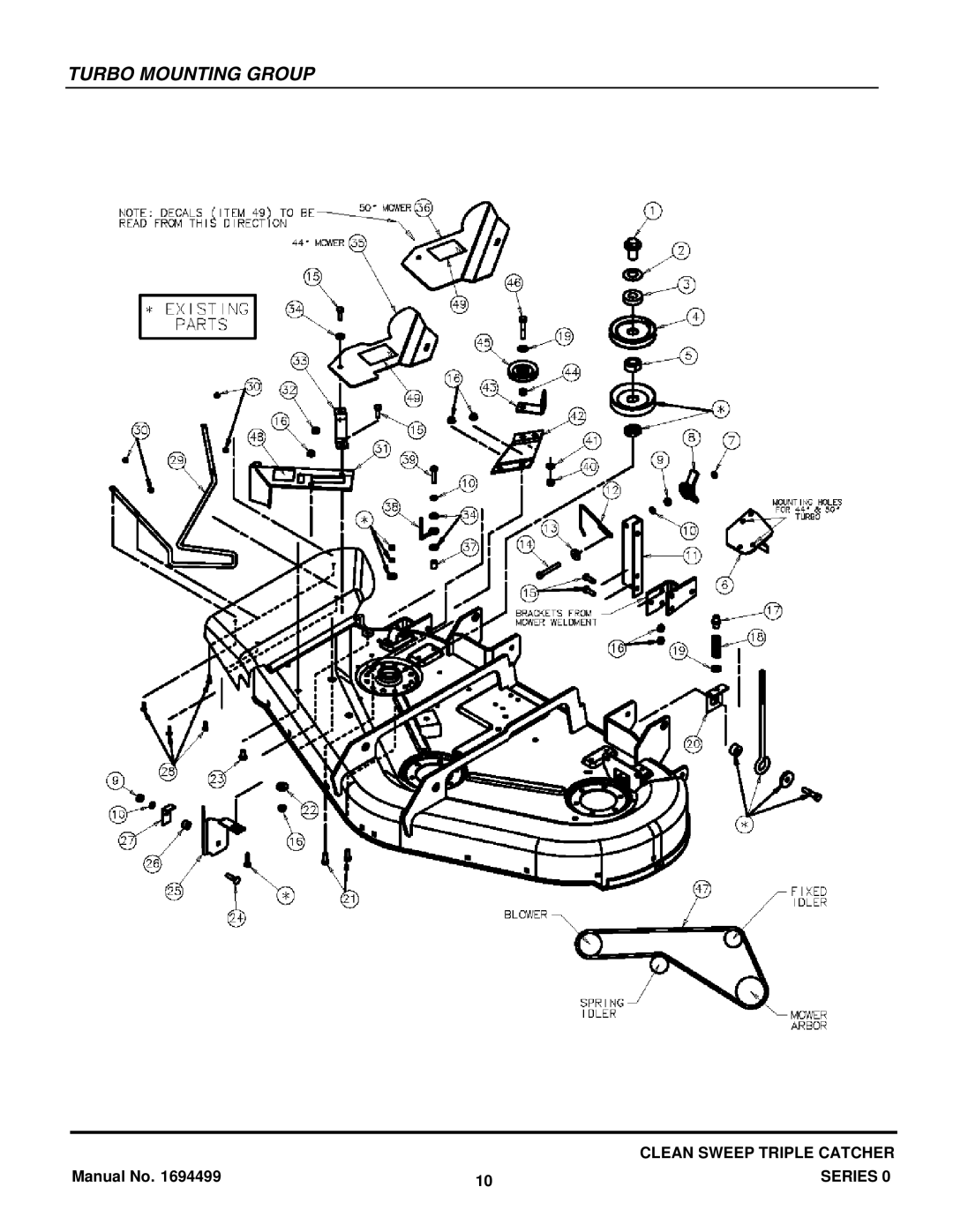 Snapper 1726794 manual Turbo Mounting Group 