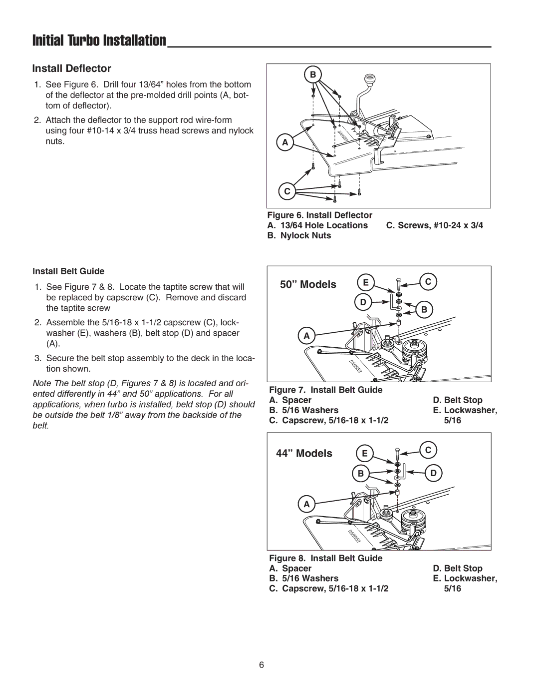 Snapper 1726794 manual Install Deflector, Models 