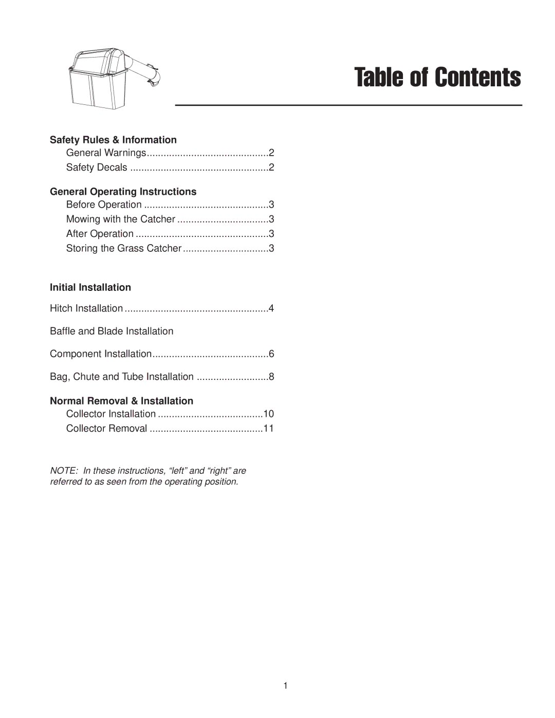 Snapper 1695168, 1733729 manual Table of Contents 