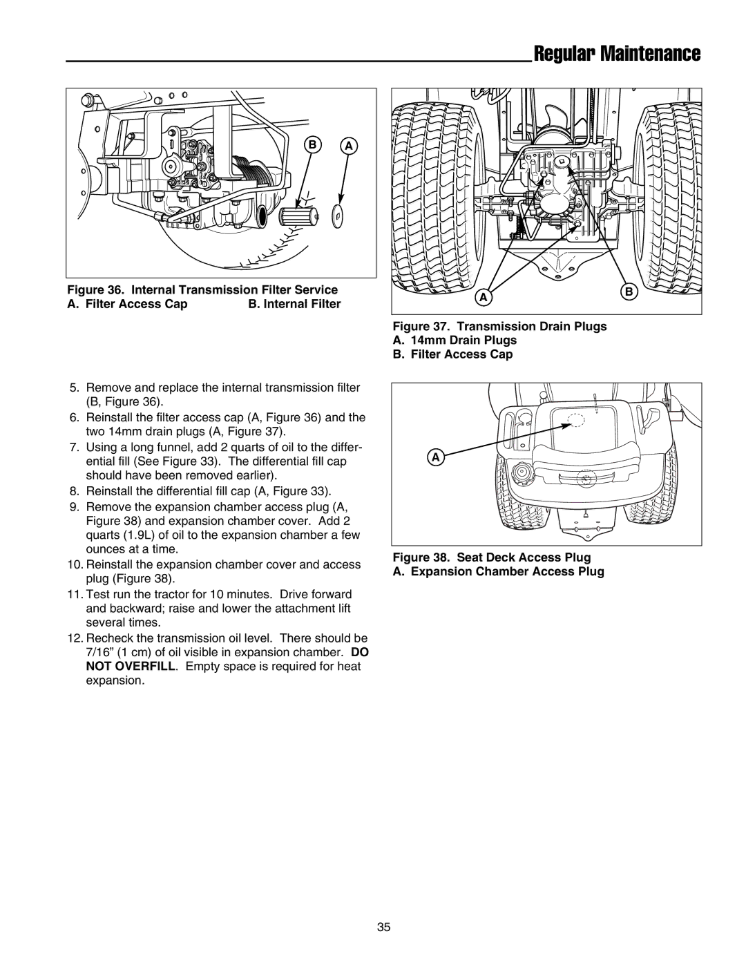 Snapper 1800, 2800, 500, 1700, 2700, 400 manual Internal Transmission Filter Service Filter Access Cap 