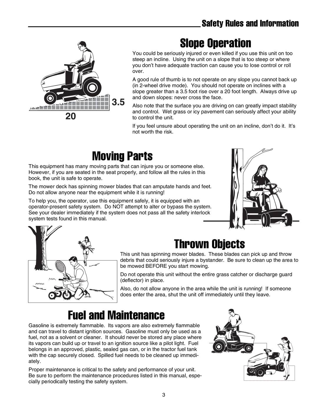 Snapper 1800, 2800, 500, 1700, 2700, 400 manual Slope Operation, Safety Rules and Information 