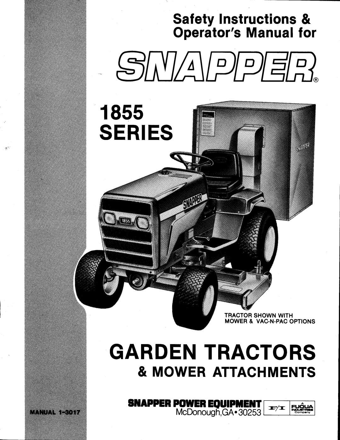 Snapper 1855 manual 