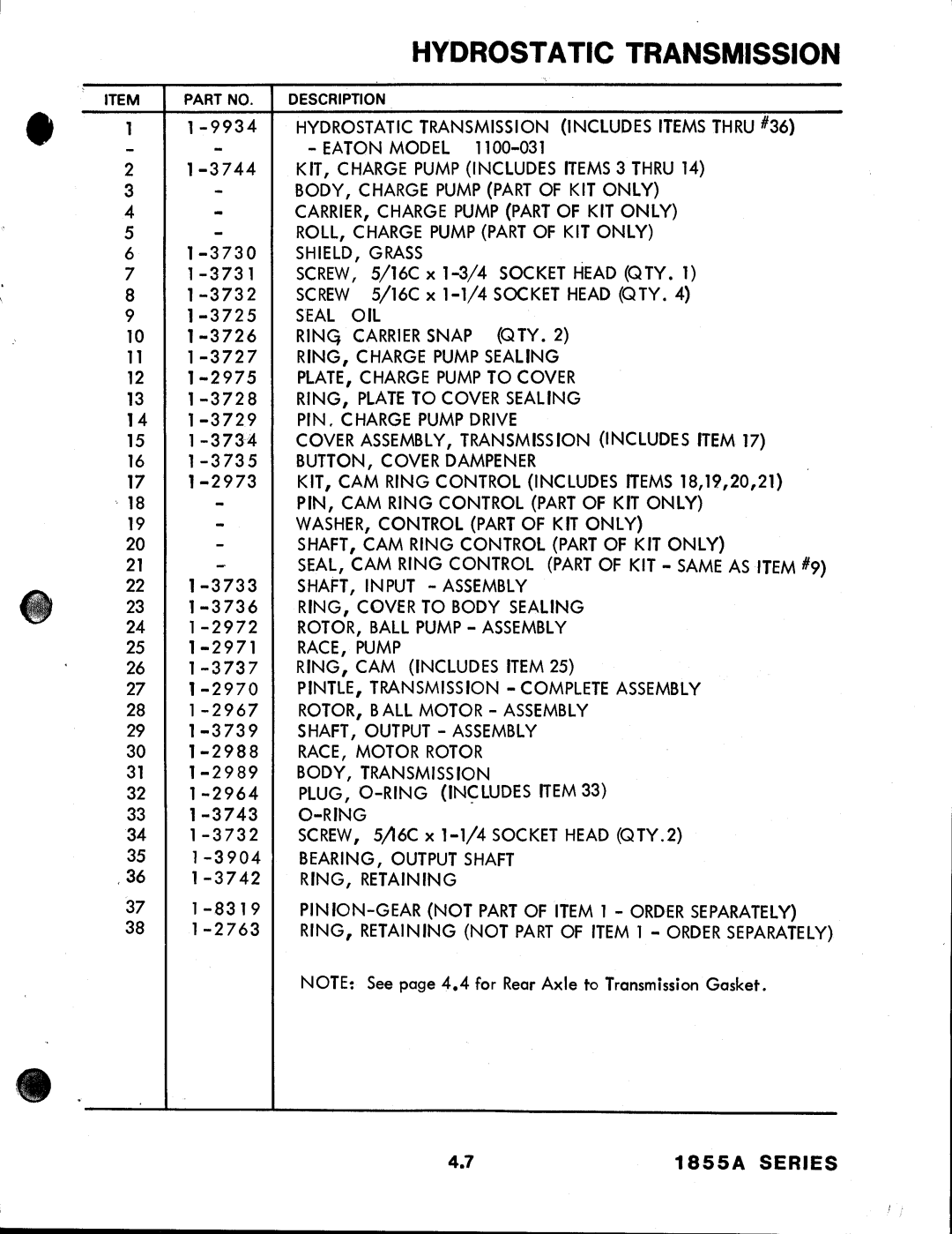 Snapper 1855A Series manual 
