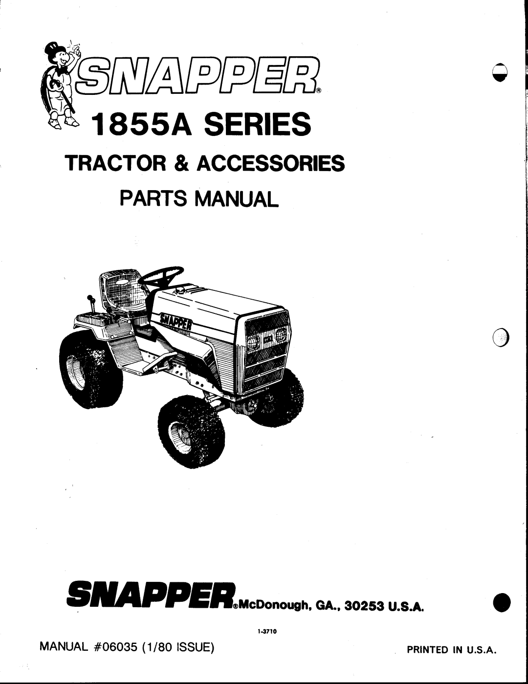 Snapper 1855A Series manual 