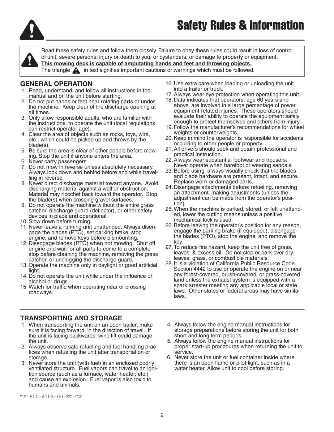 Snapper 18HP, 19HP manual Safety Rules & Information 