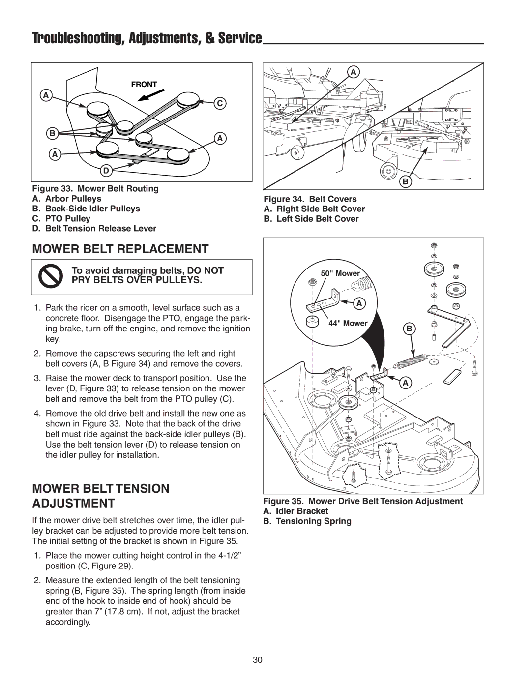 Snapper 18HP, 19HP manual Mower Belt Replacement, Mower Belt Tension Adjustment 