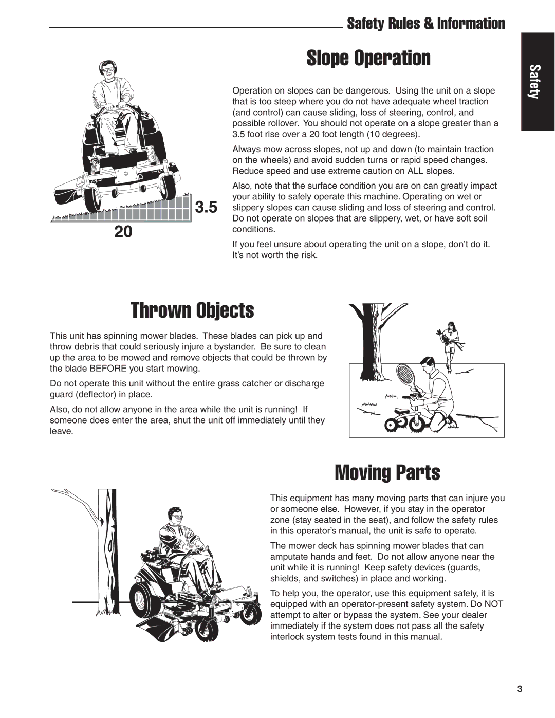 Snapper 20HP, 19HP, 18HP user manual Slope Operation 