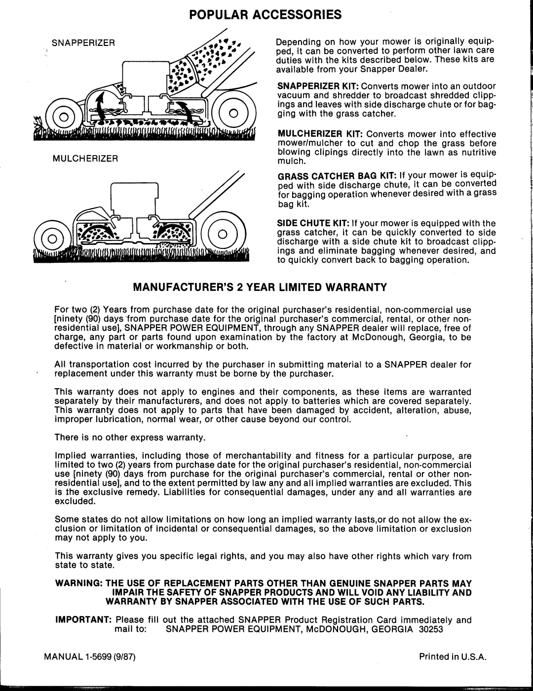 Snapper 19305 manual 