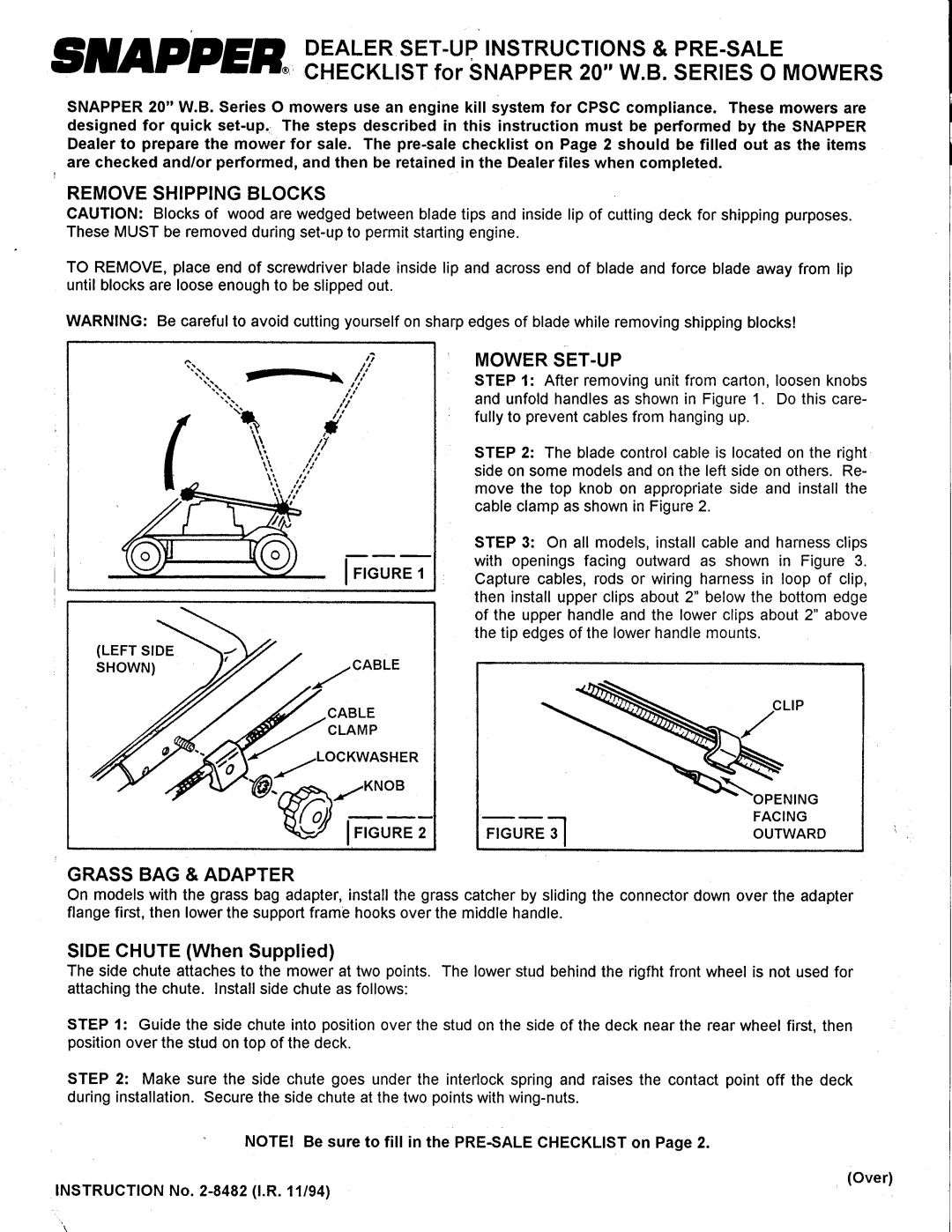 Snapper 2-8482 manual 