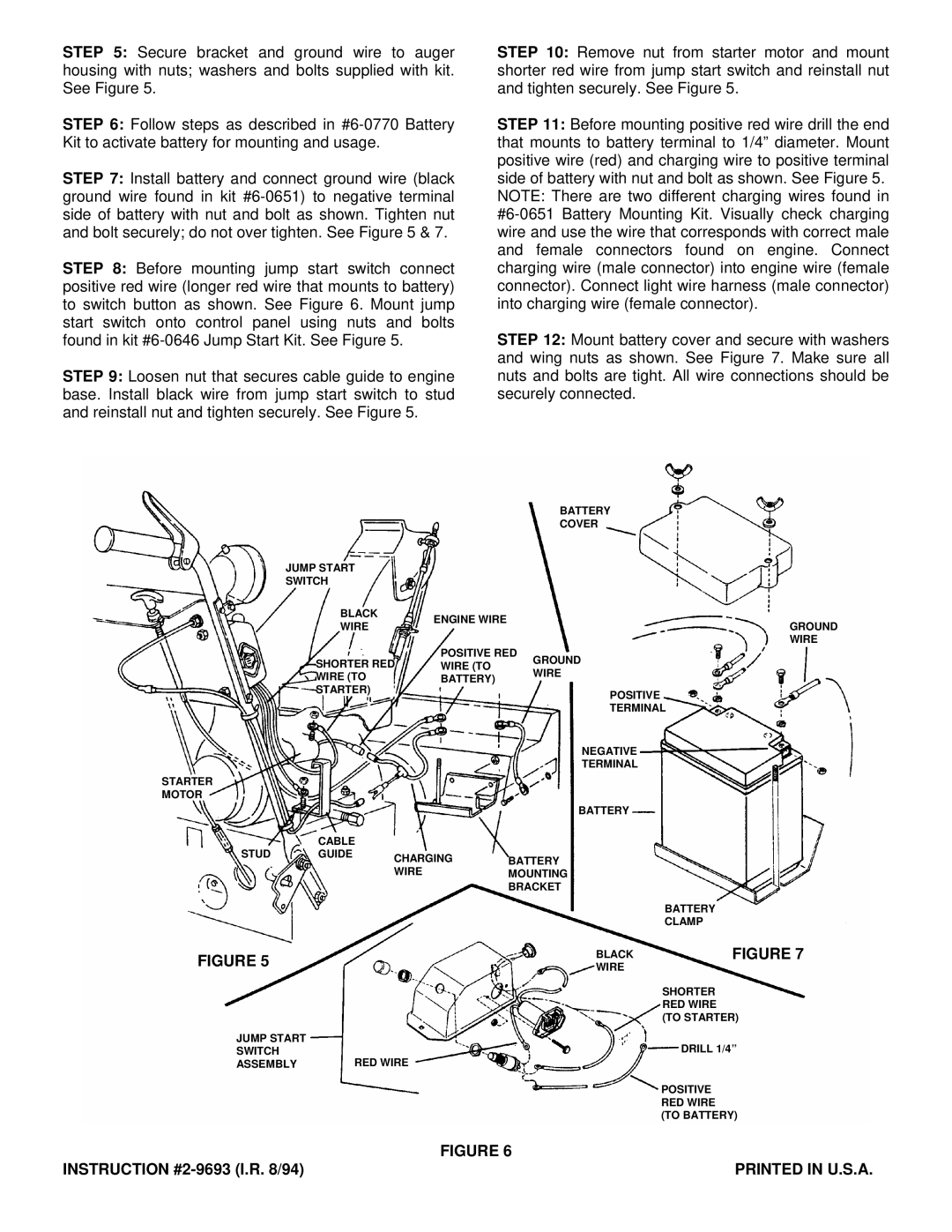 Snapper 2-9693 dimensions Battery 