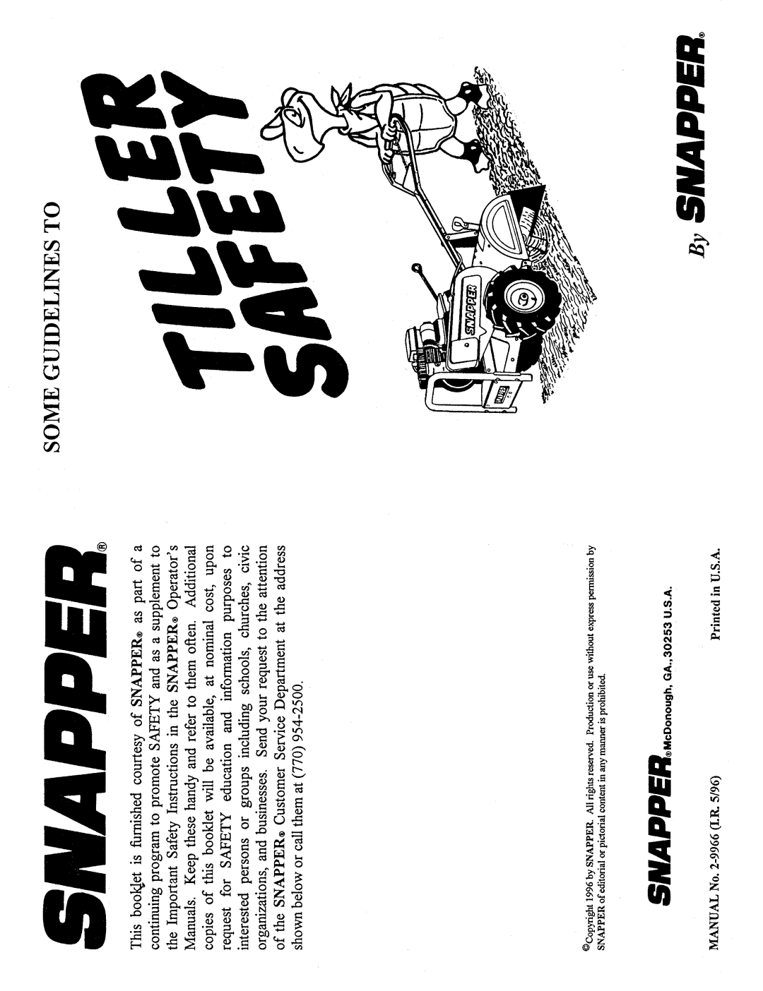 Snapper 2-9966 manual 