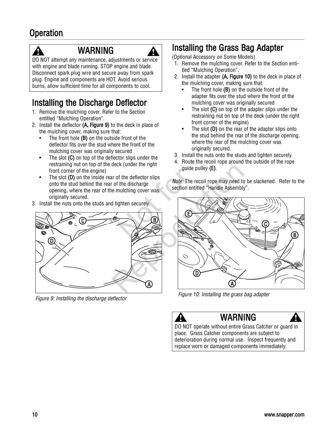 Snapper 20 manual Operation 