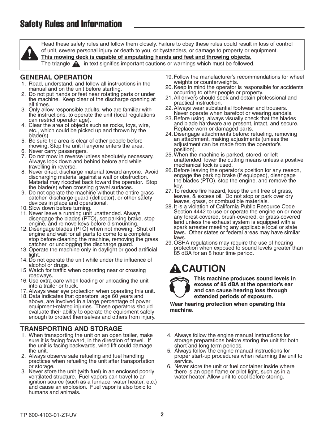 Snapper 19HP, 20HP user manual Safety Rules and Information, General Operation 