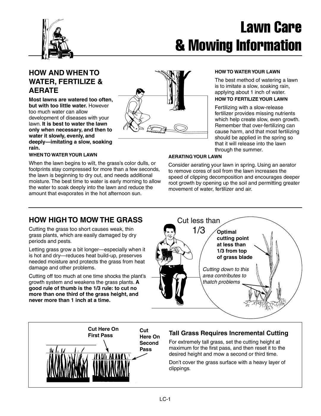 Snapper 20HP HOW and When to WATER, Fertilize & Aerate, HOW High to MOW the Grass, Tall Grass Requires Incremental Cutting 