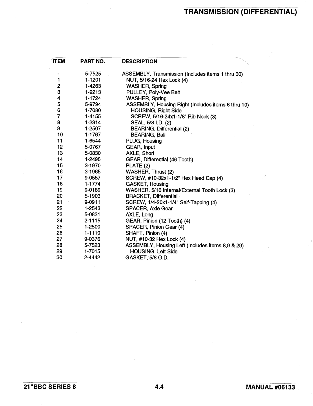 Snapper 21 Series 8 manual 