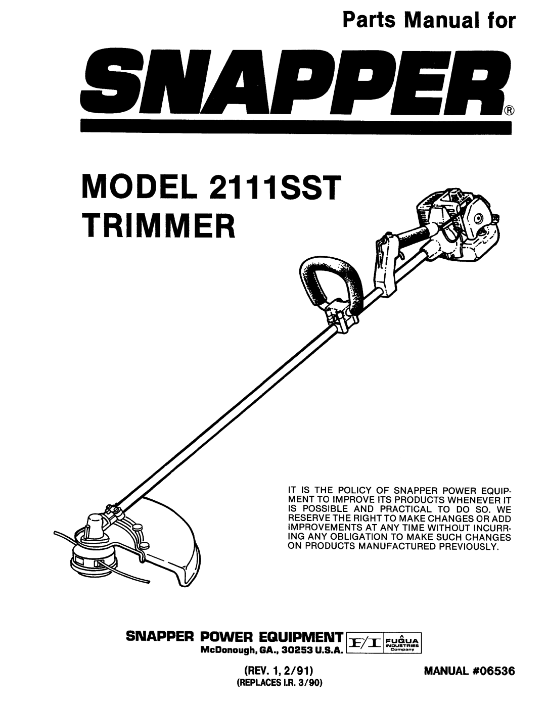 Snapper 2111SST manual 