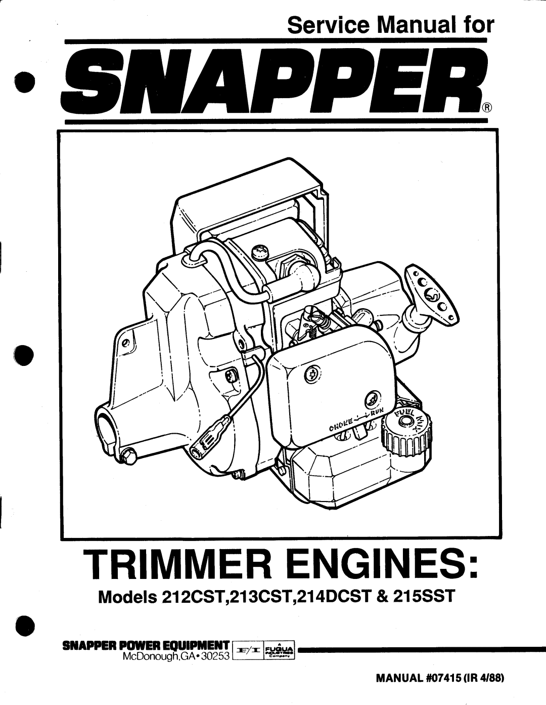 Snapper 214DCST, 212CST, 215SST manual 