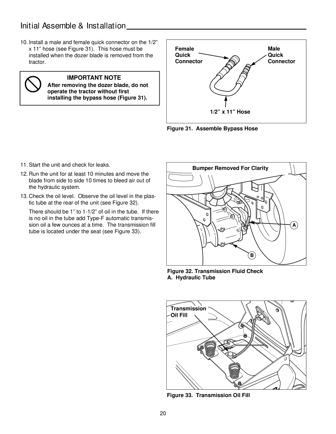 Snapper 2137 manual Assemble Bypass Hose 