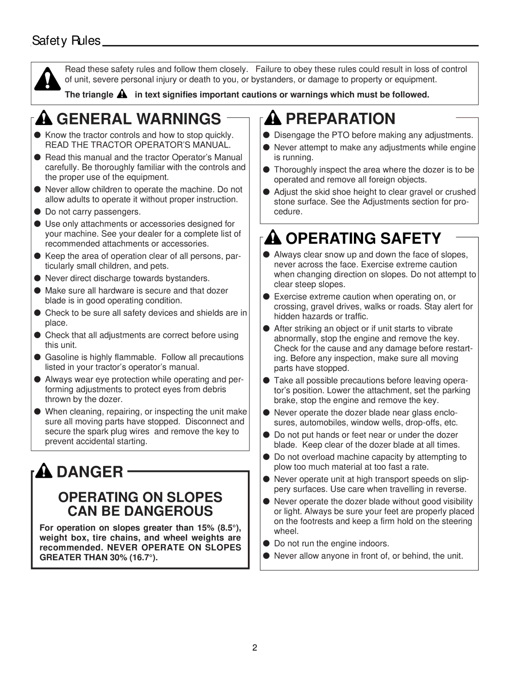 Snapper 2137 manual Safety Rules, General Warnings 