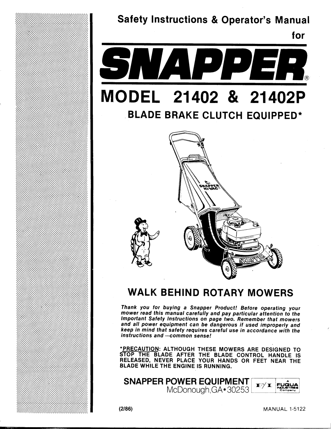 Snapper 21402P manual 