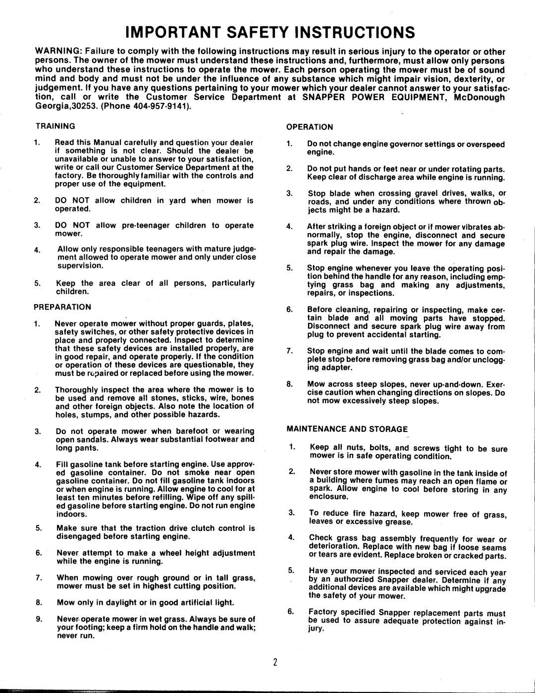 Snapper 21402P manual 