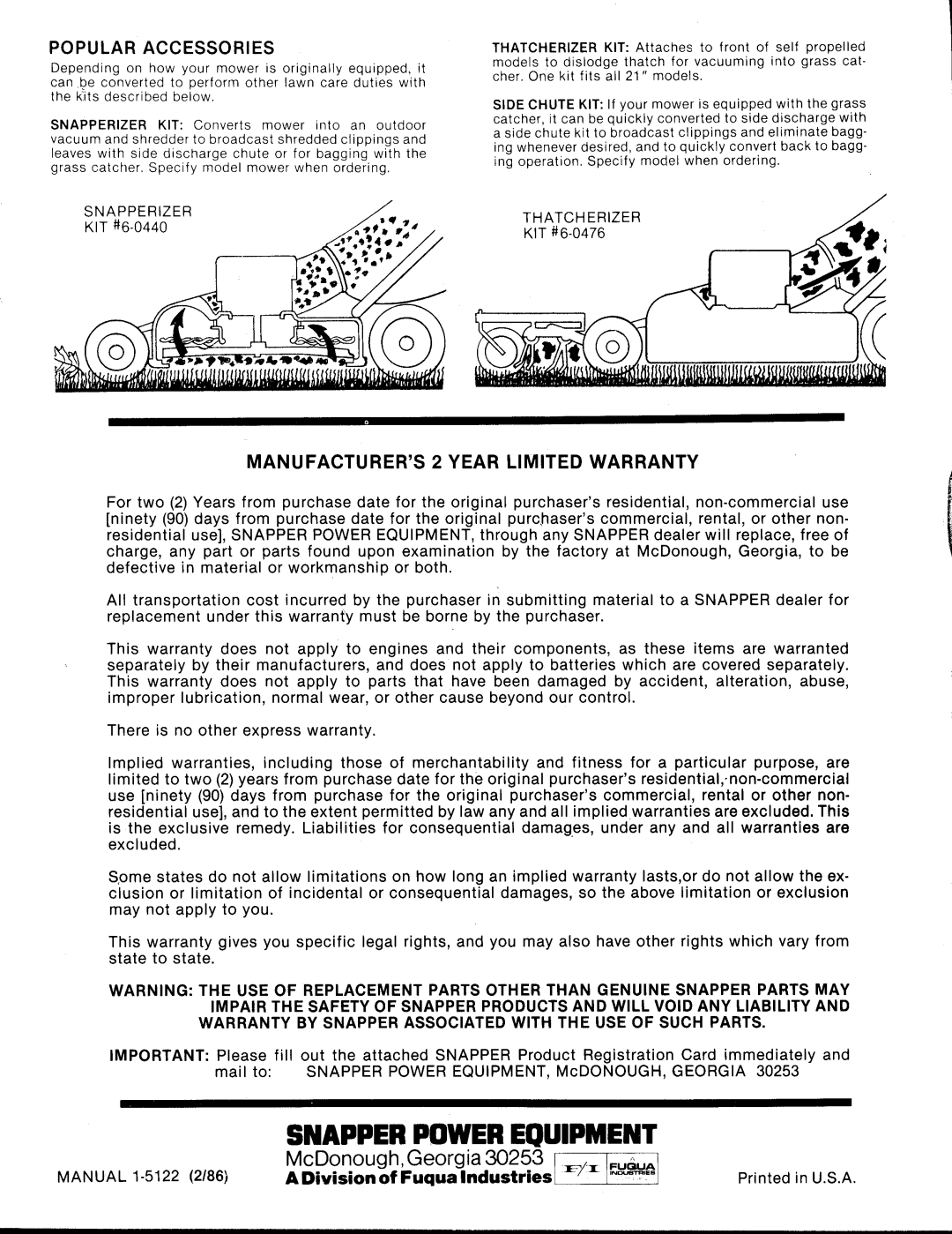 Snapper 21402P manual 
