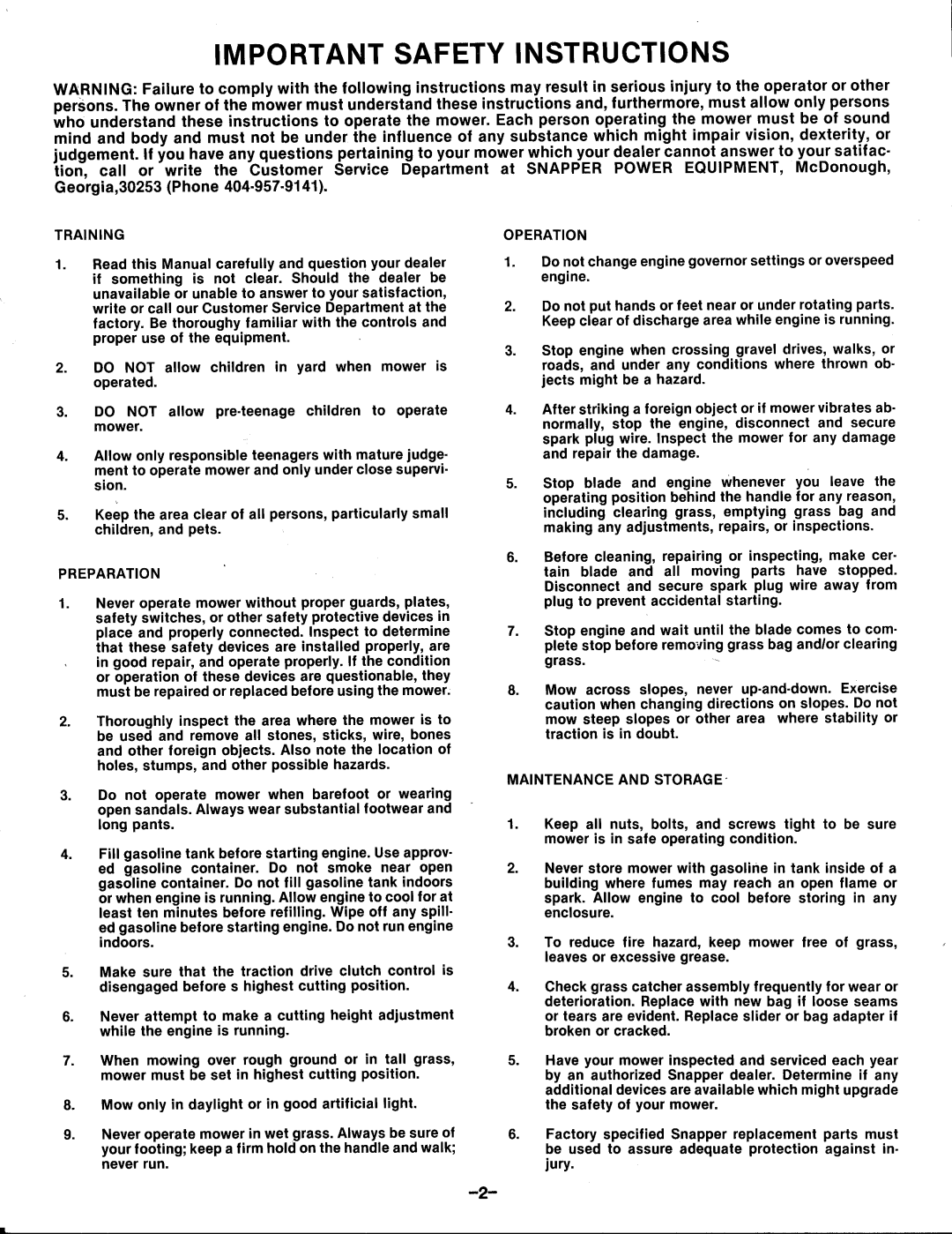 Snapper 21405PN manual 