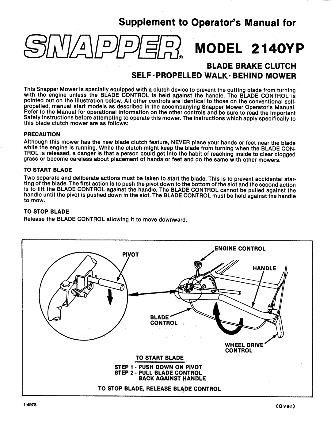 Snapper 2140YP manual 