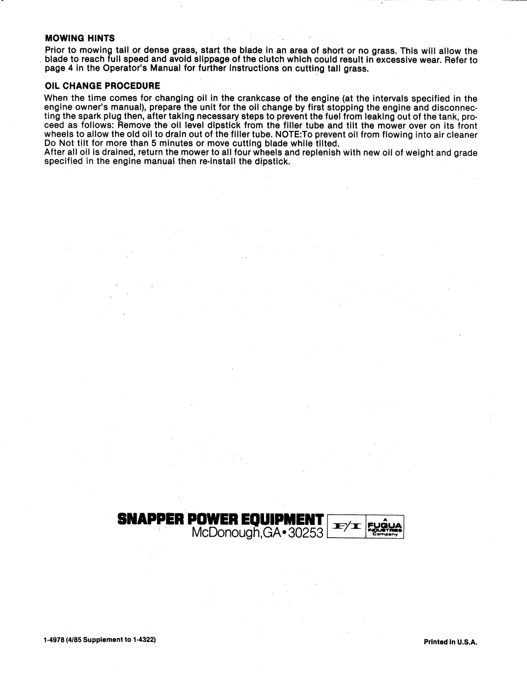 Snapper 2140YP manual 