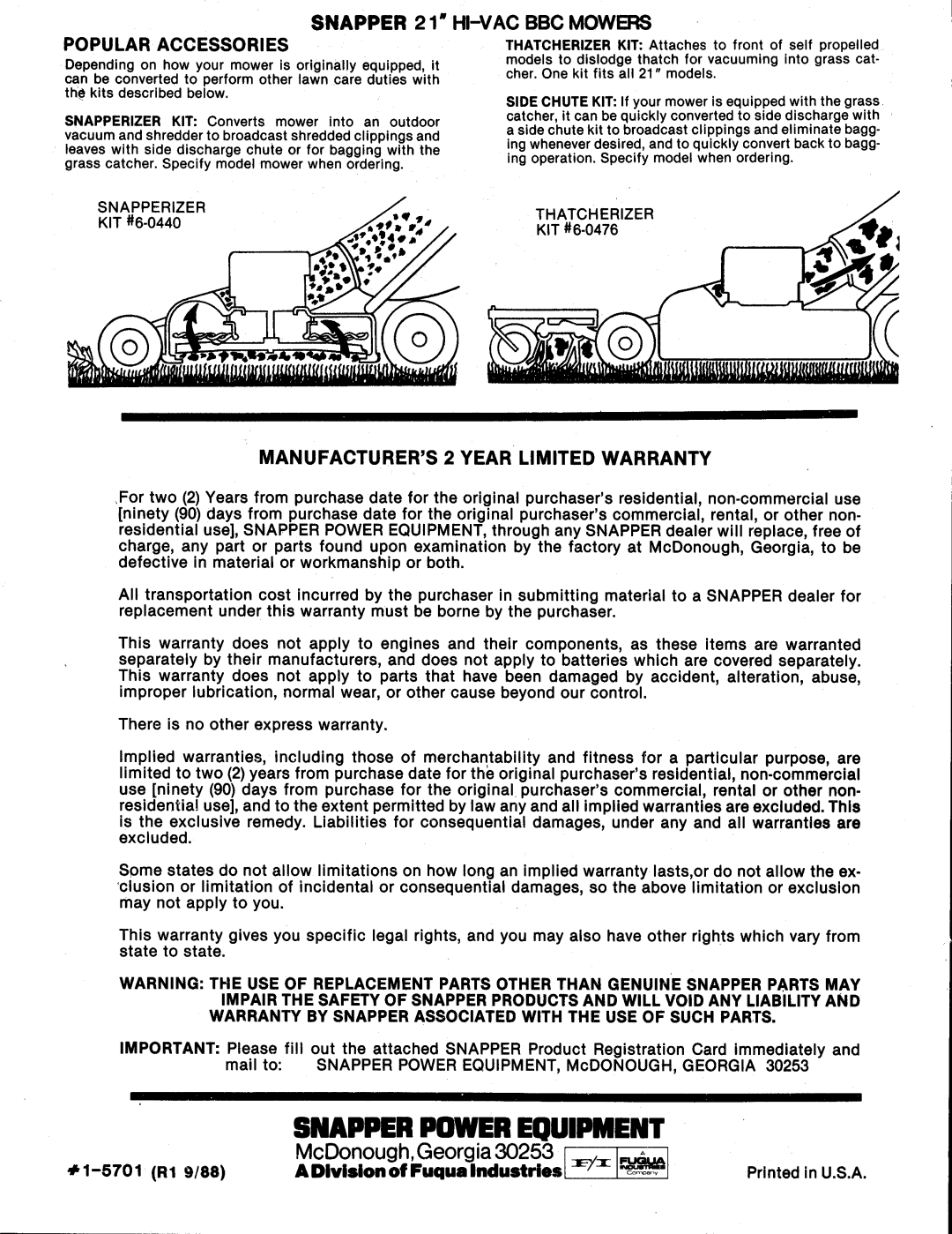 Snapper 214X4PR manual 
