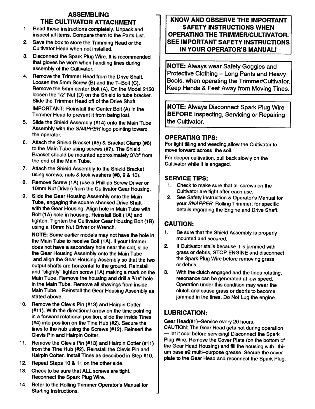 Snapper 2151 manual 