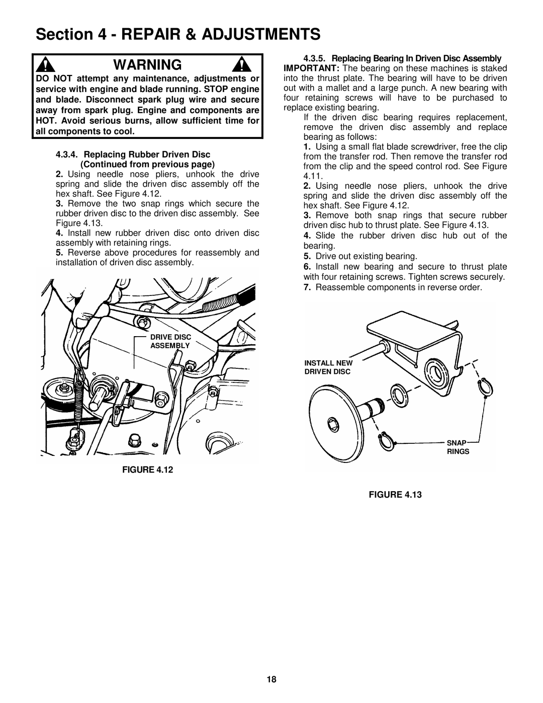 Snapper 216517B, P216517B, P217017BV, P217017BVE, P215517HC Drive Disc Assembly Install NEW Driven Disc Snap Rings 