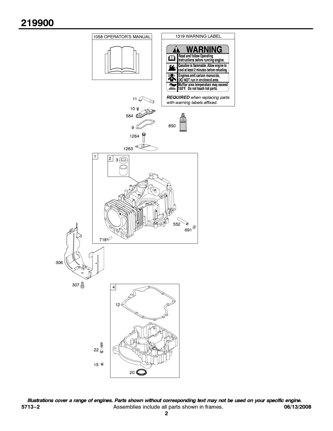 Snapper 219900 service manual With warning labels affixed 