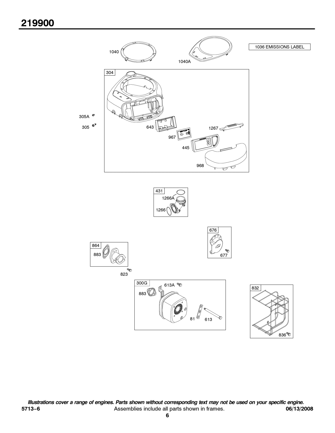 Snapper 219900 service manual Emissions Label 