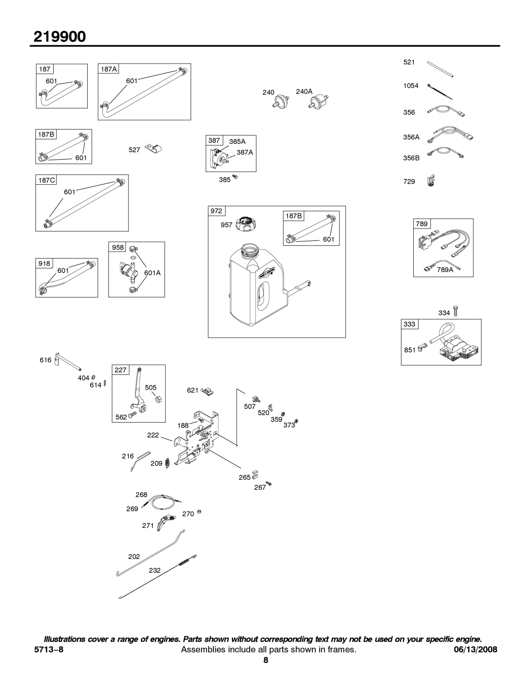 Snapper 219900 service manual 187 187A 601 240 240A 187B 387 385A 527 