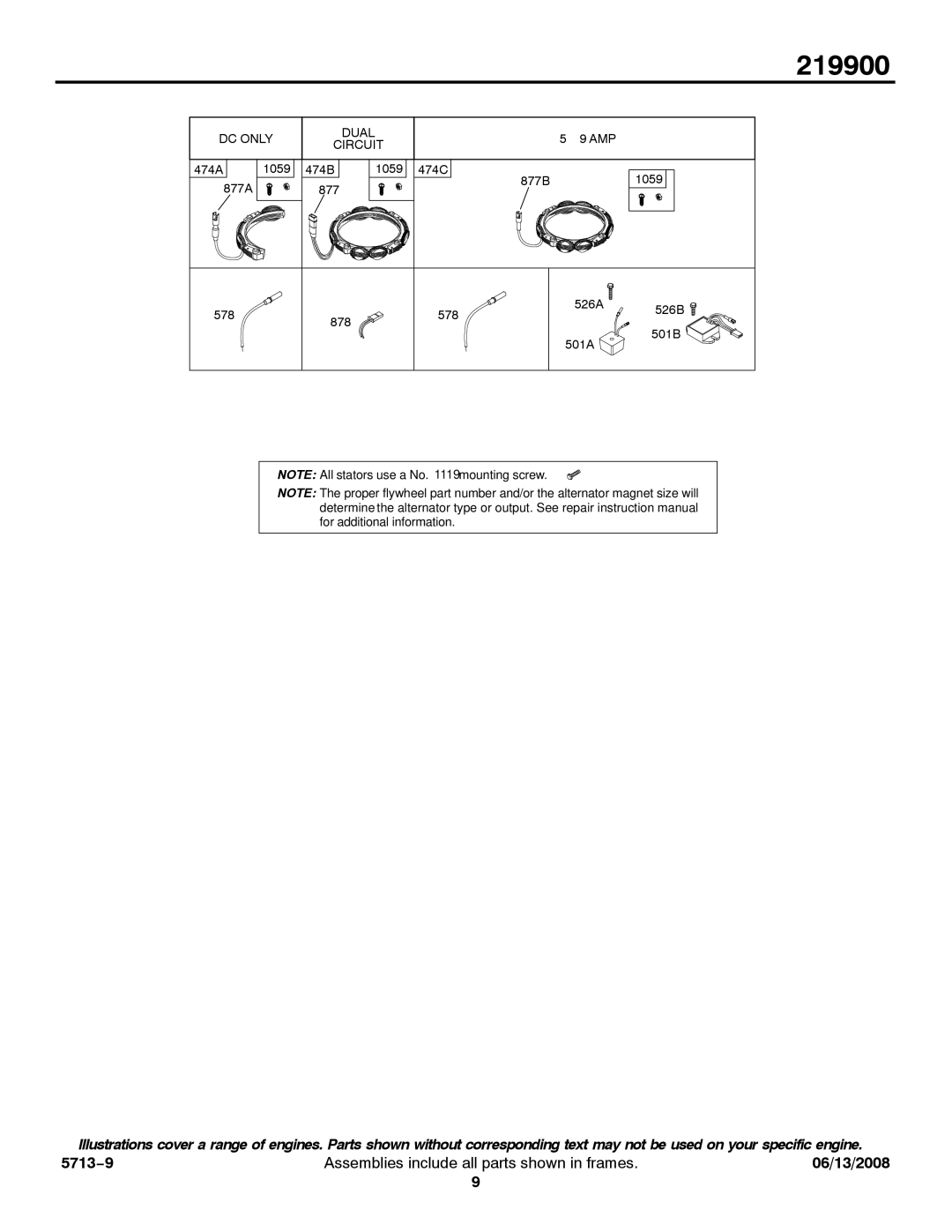 Snapper 219900 service manual DC only Dual 