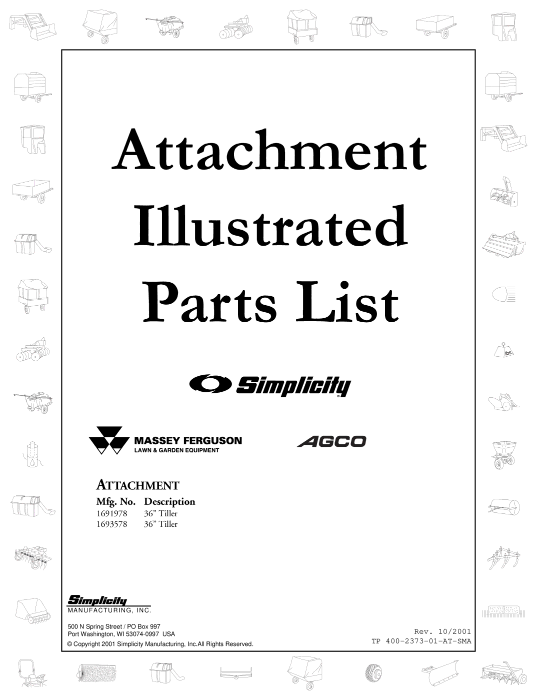 Snapper 2373 manual Attachment Illustrated Parts List 