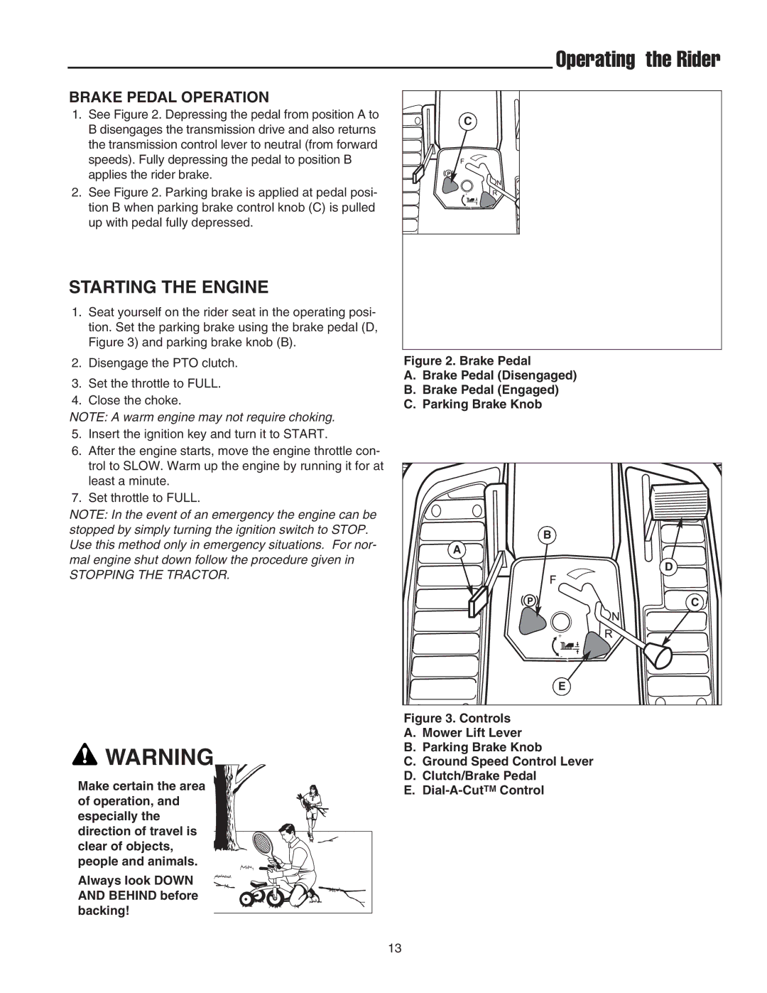 Snapper 2400 Series manual Operating the Rider, Starting the Engine 