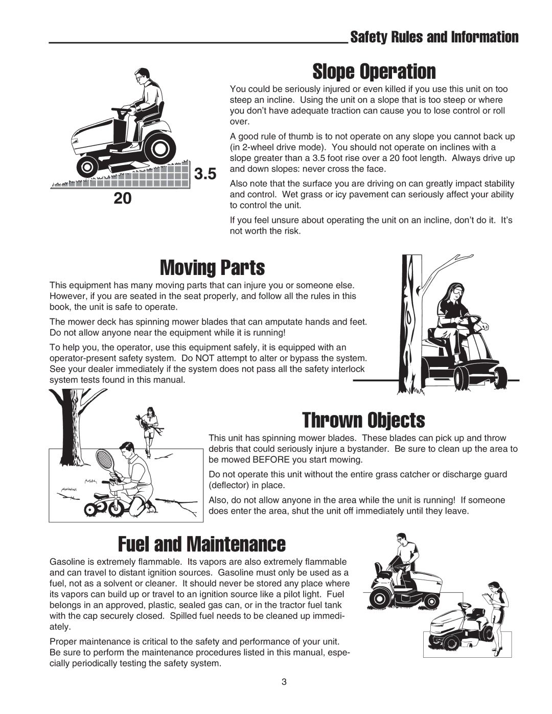 Snapper 2400 Series manual Slope Operation, Safety Rules and Information 