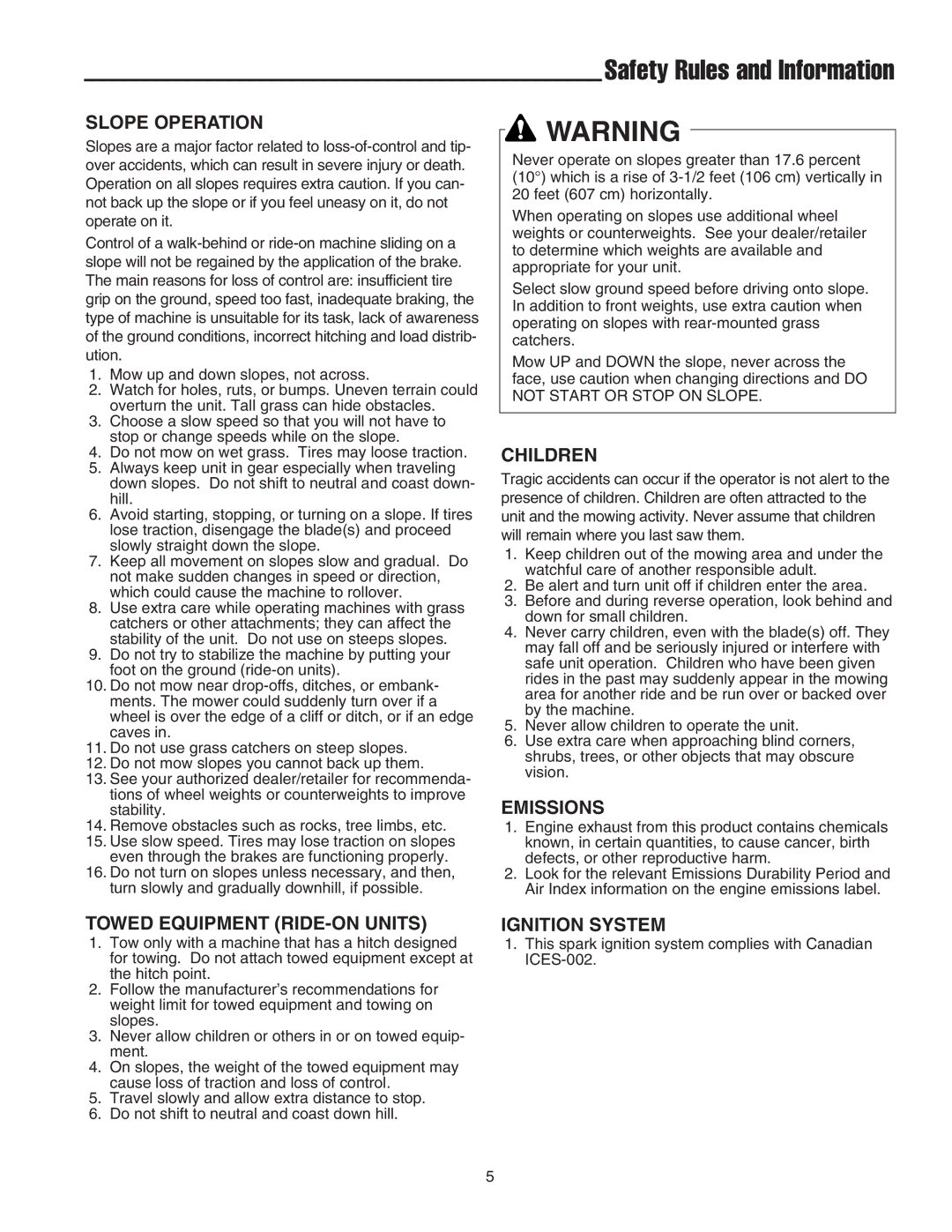 Snapper 2400 Series manual Ignition System 