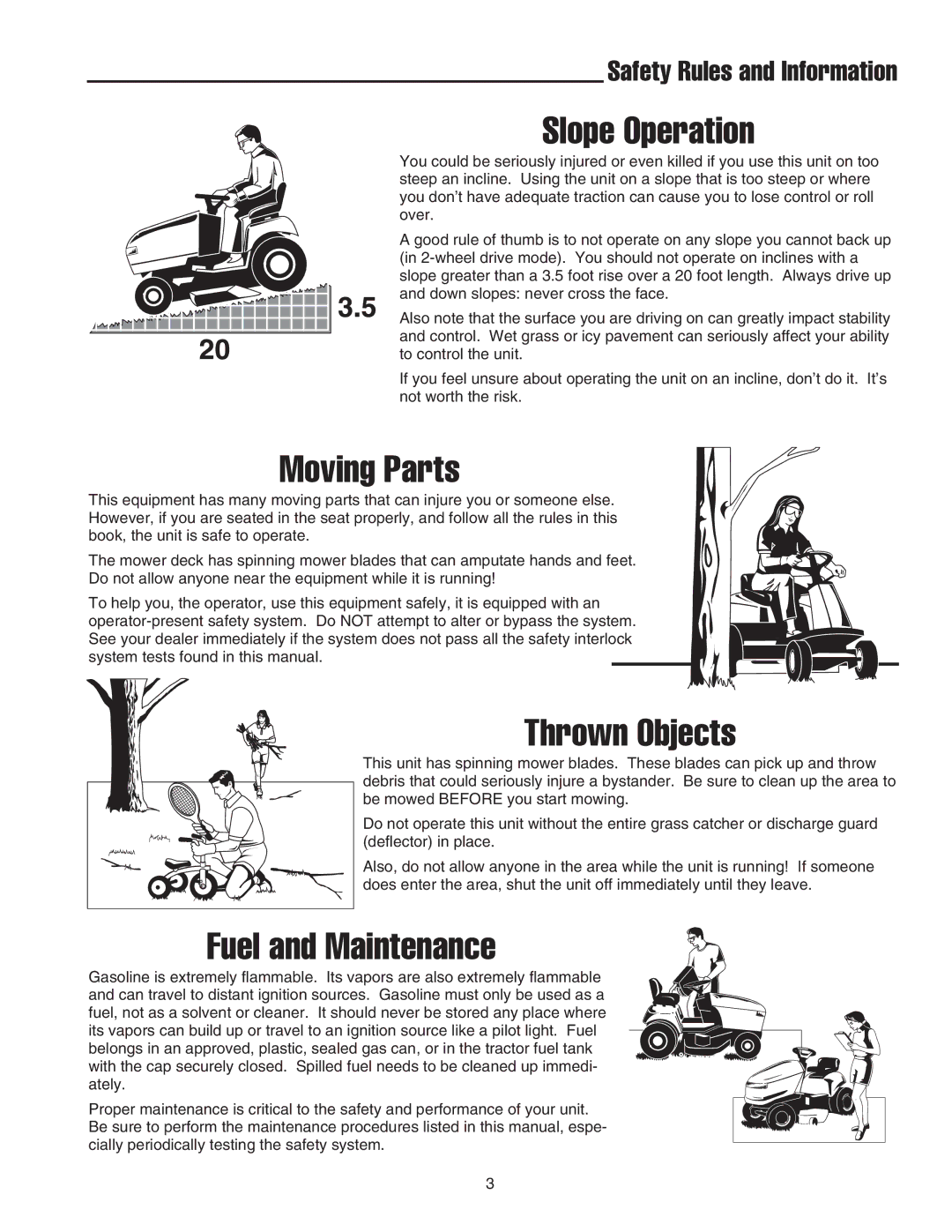 Snapper XL Series, 2400 XL Series, RD Series manual Slope Operation, Safety Rules and Information 