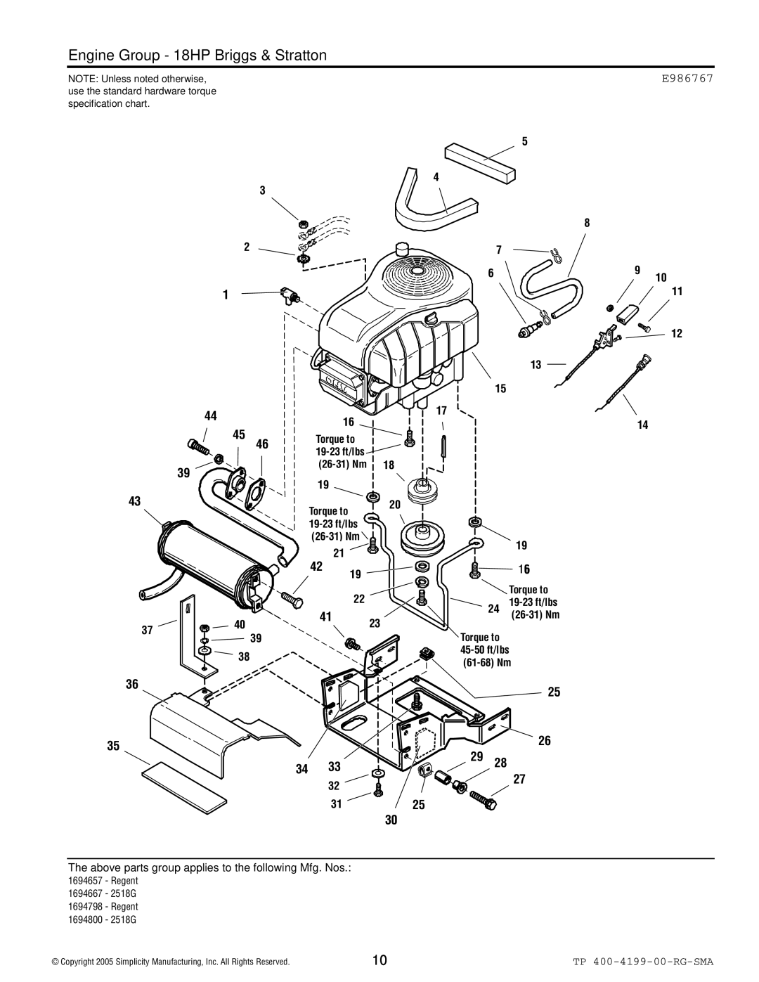 Snapper 2500 Series manual E986767 