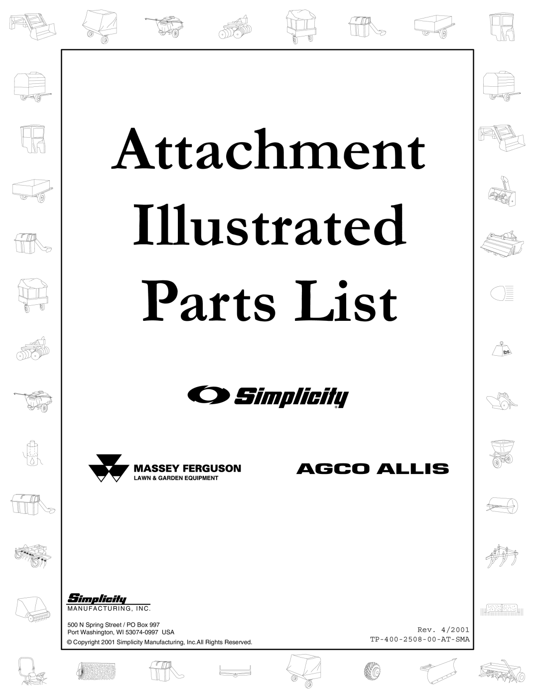 Snapper 2508 manual Attachment Illustrated Parts List 